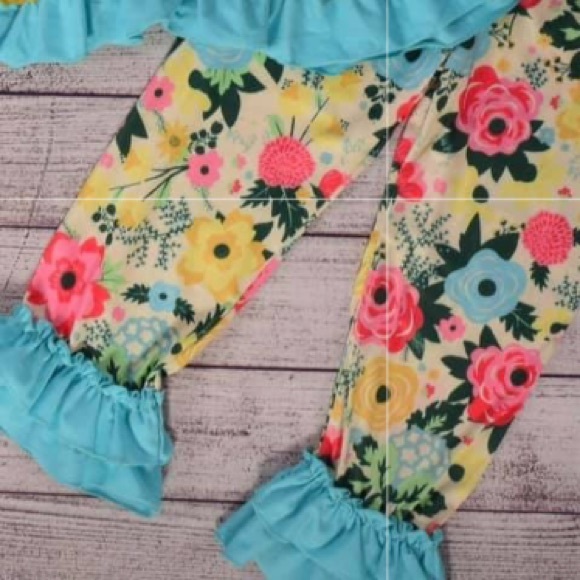 Ruffled Minnie Floral Blue RicRac Top Floral Pant - Picture 3 of 3